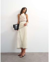 TOPSHOP - Co-Ord Crinkle Wrap Midi Skirt With Contrast Stitching - Lyst