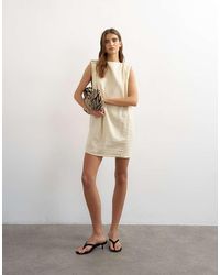 TOPSHOP - Linen Rich Exaggerated Shoulder Mini Dress - Lyst