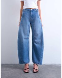 TOPSHOP - Horseshoe Mid Rise Barrel Jeans - Lyst