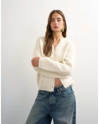 TOPSHOP - Knitted Fluffy Eyelash Cardigan - Lyst