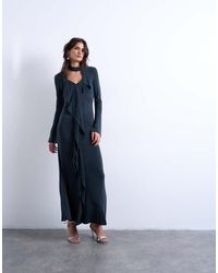 TOPSHOP - Cupro Scarf Detail Ruffle Maxi Dress - Lyst