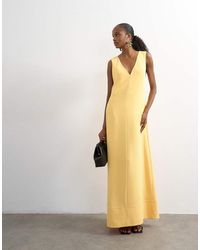 TOPSHOP - V Neck Low Armhole Clean Maxi Dress With Deep Hem - Lyst
