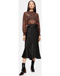 TOPSHOP Jupe midi noire en satin