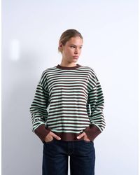TOPSHOP - Stripe Oversized Deep Cuff Sweat - Lyst