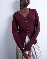TOPSHOP - Knitted V Neck Longline Clean Cinch Waist Cardigan - Lyst
