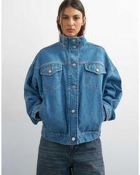 TOPSHOP - Funnel Neck Elastic Hem Detail Jacket Mid - Lyst