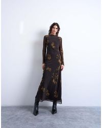TOPSHOP - Slash Neck Chiffon Maxi Dress - Lyst