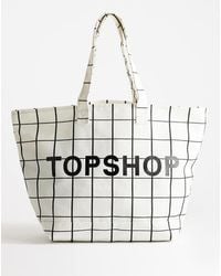 TOPSHOP - Large Printed Canvas Tote Bag - Lyst