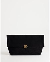TOPSHOP - Gaia Suedette Clutch Bag With Hardware - Lyst