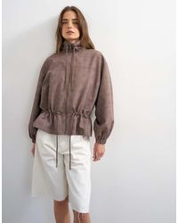 TOPSHOP - Funnel Neck Nylon Check Anorak - Lyst