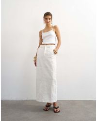 TOPSHOP - Denim Column Maxi Skirt - Lyst