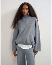 TOPSHOP - Knit Funnel Neck Cinched Hem Sweater - Lyst