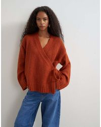 TOPSHOP - Wool Blend Wrap Boxy Knit Cardigan - Lyst