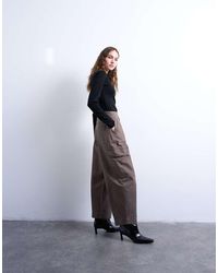 TOPSHOP - Heavy Wash Cargo Trousers With Pleats - Lyst