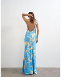 TOPSHOP - Satin Bias Halter Neck Open Scoop Back Maxi Dress - Lyst