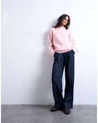 TOPSHOP - Knitted Boxy Fluffy Crew Jumper - Lyst