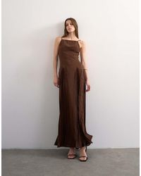 TOPSHOP - Premium Pleated High Godets Maxi Dress - Lyst