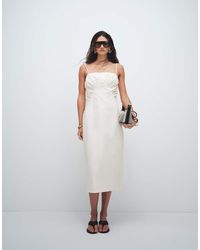 TOPSHOP - Premium Ruched Bust Midi Dress - Lyst