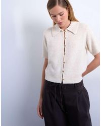 TOPSHOP - Knitted Open Button Detail Cardigan - Lyst