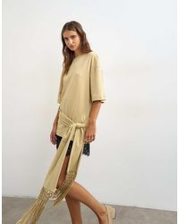TOPSHOP - Premium Fringe Tie Detail Tee - Lyst