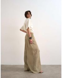 TOPSHOP - Plissé Straight Leg Pants - Lyst