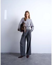 TOPSHOP - Double Pleat High Rise Wide Leg Trouser - Lyst