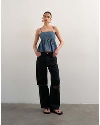 TOPSHOP - Denim Strappy Cami Top - Lyst