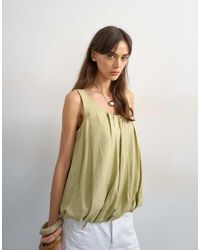 TOPSHOP - Linen Rich Twist Bubble Hem Chuck On Cami - Lyst