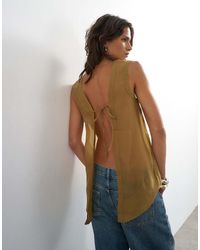 TOPSHOP - Tie Back Sleeveless Organza Top - Lyst