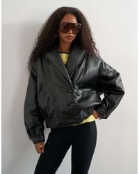 TOPSHOP - Super Oversized Faux Leather Shawl Collar Bomber Jacket - Lyst