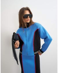 TOPSHOP - Knitted Co-Ord Shoulder Padded Seam Detail Jacket - Lyst
