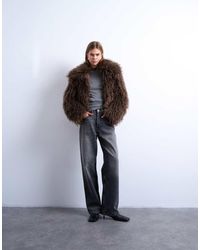 TOPSHOP - Mongolian Faux Fur Bomber Coat - Lyst