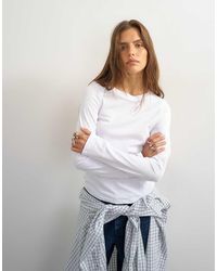 TOPSHOP - Asymmetric Long Sleeve T-Shirt - Lyst