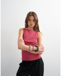TOPSHOP - Slash Neck Racer Vest - Lyst
