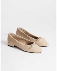 TOPSHOP - Dottie Real Suede Block Heel Ballet Shoe - Lyst