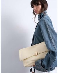TOPSHOP - Gaia Oversized Folded Clutch With Hardware - Lyst