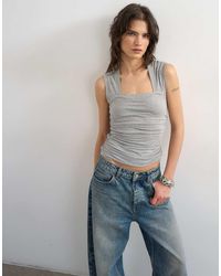 TOPSHOP - Square Neck Tank - Lyst