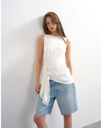 TOPSHOP - Drape Side Detail Tank Top - Lyst