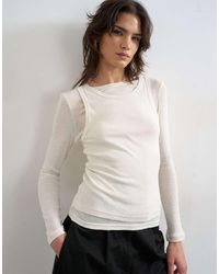 TOPSHOP - Double Layer Long Sleeve Top - Lyst