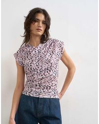 TOPSHOP - Wrap Front Short Sleeve Top - Lyst