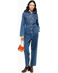 TOPSHOP Petite Seattle Utility D Belt Boiler Suit - Blue