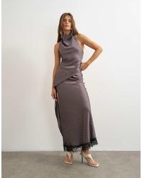 TOPSHOP - Satin Geo Print Lace Trim Maxi Skirt Co Ord - Lyst