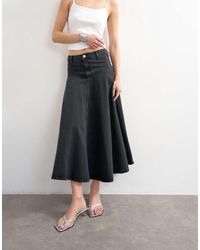 TOPSHOP - Denim Yoke Front Maxi Skirt - Lyst