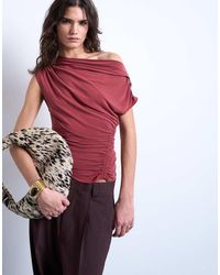 TOPSHOP - Cupro Ruched Detail Top - Lyst