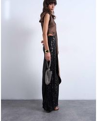 TOPSHOP - Sequin Wide Leg Pants - Lyst