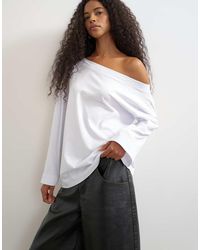 TOPSHOP - Long Sleeve Fallen Shoulder Top - Lyst