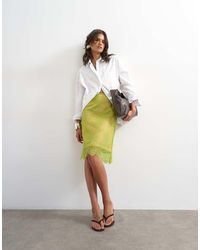TOPSHOP - Lace Midi Skirt With Taupe Insert - Lyst
