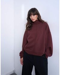 TOPSHOP - Funnel Neck Seam Detail Sweatshirt - Lyst