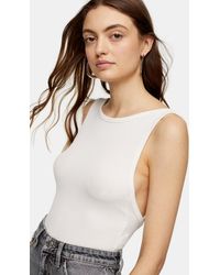 TOPSHOP Cream Scoop Back Bodysuit - Natural