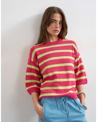 TOPSHOP - Knitted Half Sleeve Relaxed Fit T-Shirt - Lyst